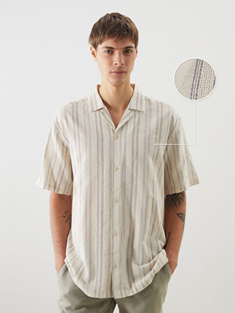 LCW Vision Regular Fit Kısa Kollu Çizgili Erkek Dokulu Gömlek - S5N844Z8-LGB