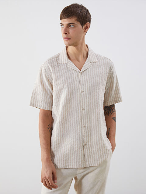 LCW Vision Regular Fit Kısa Kollu Çizgili Erkek Gömlek - S5N845Z8-LE8