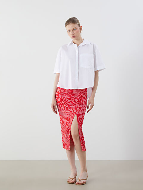 LCW Vision Beli Lastikli Çiçekli Büzgülü Etek - S5N853Z8-F9C