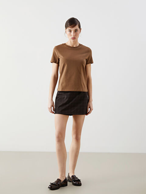 LCW Vision Beli Fermuarlı Ekose Kadın Şort Etek - S5N854Z8-LLL