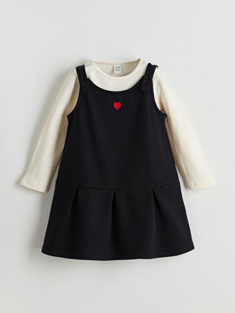 LCW Kids Kız Çocuk Çelikli İnterlok Elbise ve Tişört 2'li - S5N858Z1-CVL