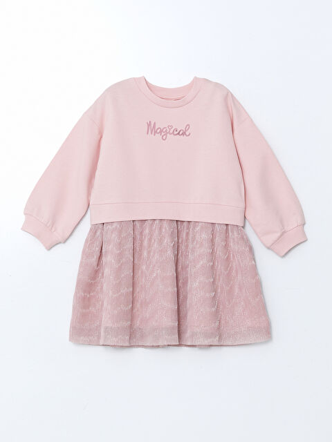 LCW Kids Bisiklet Yaka Kız Çocuk 3 İplik Elbise - S5N863Z1-G3G