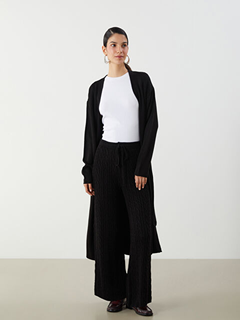 LCW Modest Beli Lastikli Kendinden Desenli Kadın Triko Pantolon - S5N902Z8-CVL