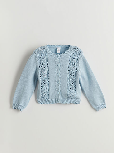 LCW Kids Bisiklet Yaka Pamuklu Kız Çocuk Hırka - S5N904Z1-GG3