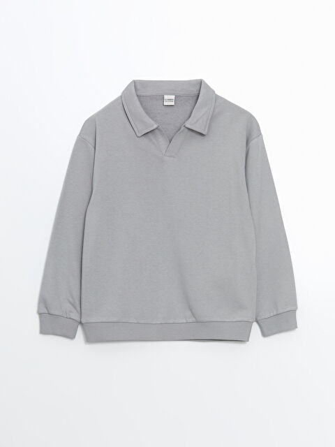 LCW Kids Polo Yaka Erkek Çocuk Sweatshirt - S5N934Z4-R10