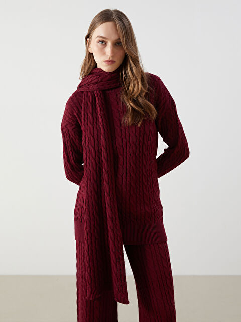 LCW Modest Yarım Balıkçı Yaka Kendinden Desenli Kadın Triko Tunik - S5N951Z8-CZF