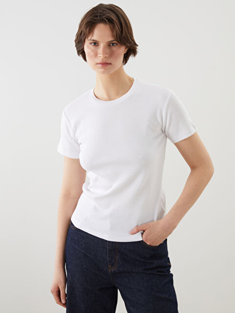 LCWAIKIKI Classic Bisiklet Yaka Kadın Tişört - S5N957Z8-Q6K