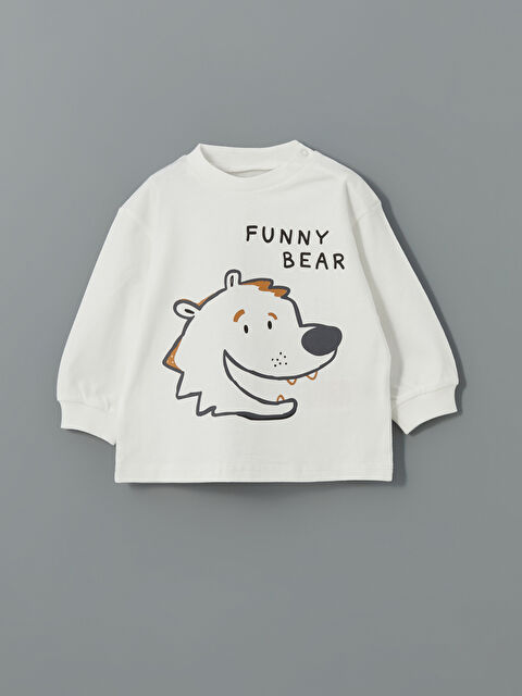 LCW baby Bisiklet Yaka Baskılı Erkek Bebek Tişört