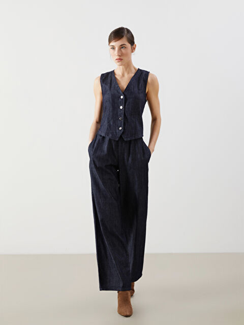 Natuvera Beli Lastikli Wideleg Kadın Jean Pantolon - S5NA16Z8-YZA