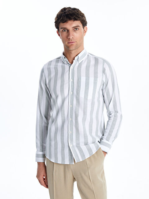 LCWAIKIKI Classic Regular Fit Uzun Kollu Çizgili Erkek Gömlek - S5NA21Z8-LFT