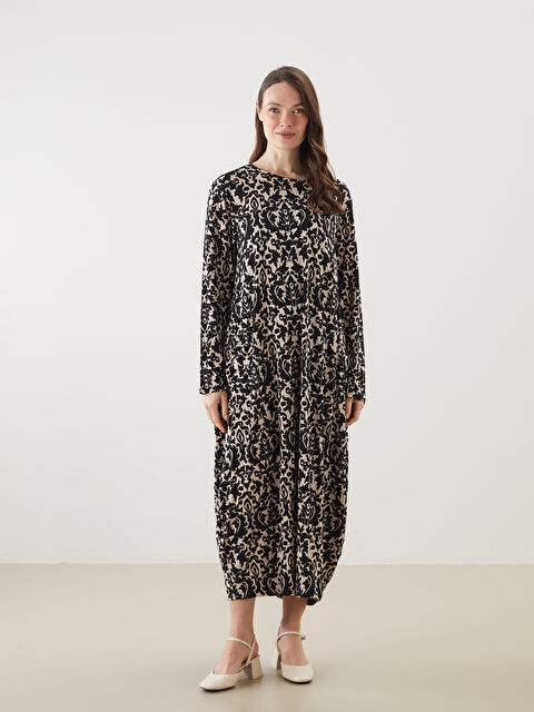 LCW Grace Bisiklet Yaka Desenli A Kesim Kadın Elbise - S5NA60Z8-LQJ