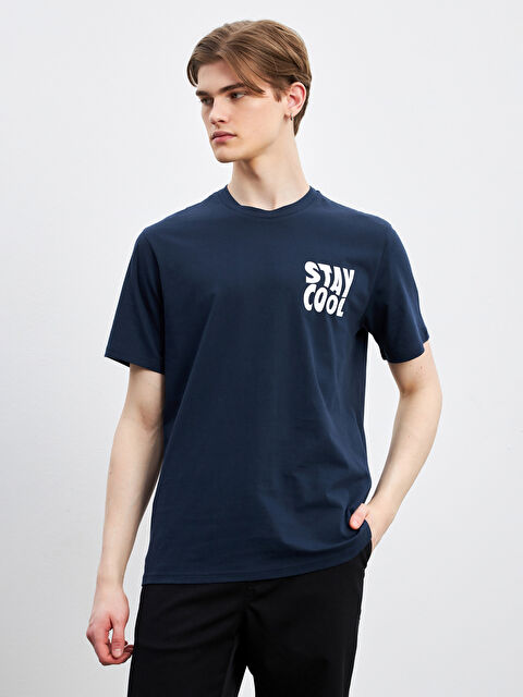 LCW Vision Crew Neck Stay Cool Printed Jersey Men's T-Shirt - S5NA84Z8-J2H