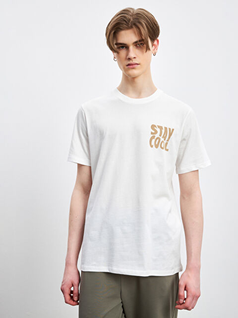 LCW Vision Crew Neck Stay Cool Printed Jersey Men's T-Shirt - S5NA84Z8-R9J