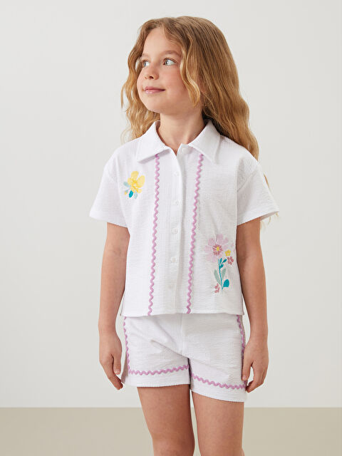 LCW Kids Çiçekli Kız Çocuk Gömlek ve Şort  2'li - S5NA92Z1-JYX