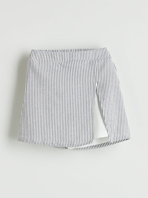 LCW Kids Beli Lastikli Çizgili Kız Çocuk Şort Etek 2'li