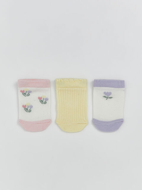 LCW baby Çiçekli Kız Bebek Patik Çorap 3'lü - S5NB19Z1-FDU