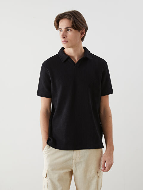 XSIDE Polo Yaka Kısa Kollu Erkek Dokulu Tişört - S5NB20Z8-CVL