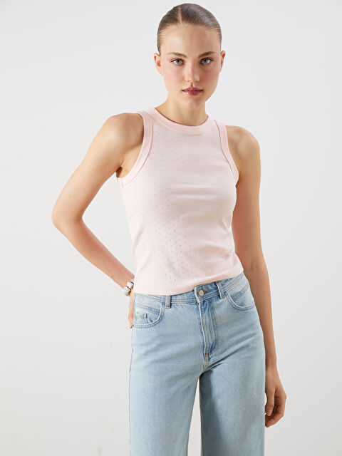 LCW Vision Bisiklet Yaka Taşlı Kadın Atlet - S5NB24Z8-FUT