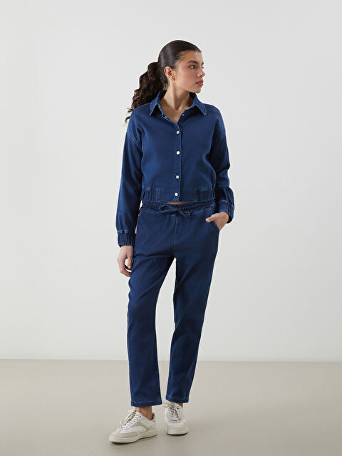 Natuvera Beli Lastikli Carrot Fit Kadın Jean Pantolon - S5NB45Z8-YZA