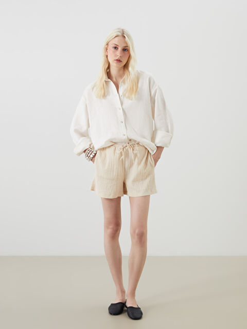 LCW Vision Beli Lastikli Dokulu Müslin Kadın Şort - S5NB78Z8-R9J