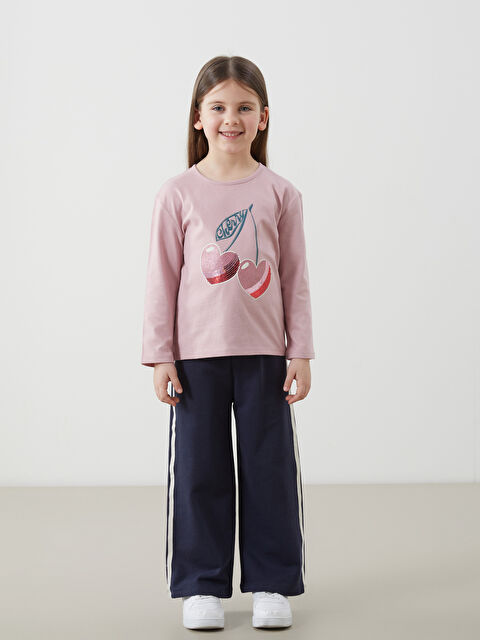 LCW Kids Bisiklet Yaka Kiraz Baskılı Kız Çocuk Tişört - S5NB95Z1-FHR