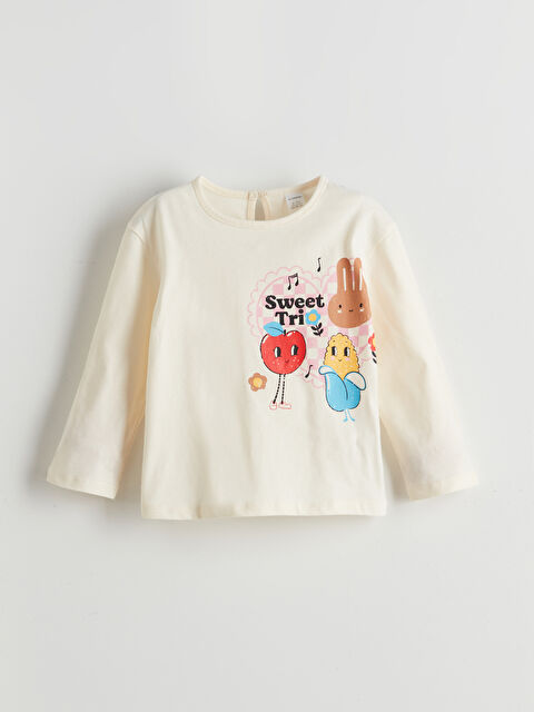 LCW Kids Bisiklet Yaka Baskılı Penye Kız Çocuk Tişört - S5NB96Z1-FES