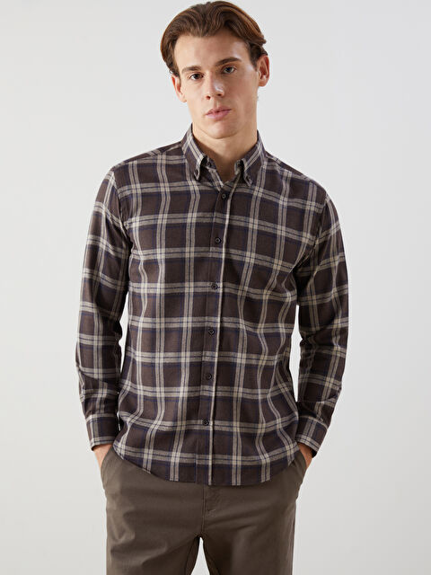 LCWAIKIKI Classic Slim Fit Uzun Kollu Ekose Erkek Gömlek - S5NC12Z8-LLL