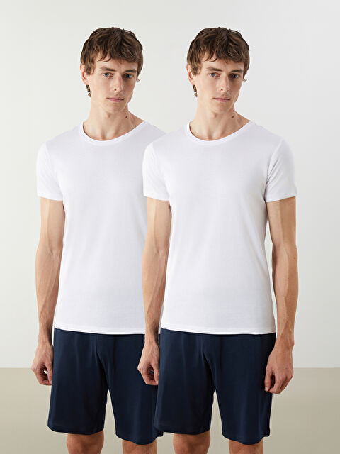 LC WAIKIKI Bisiklet Yaka Kısa Kollu Erkek Atlet 2'li - S5NC21Z8-VC4