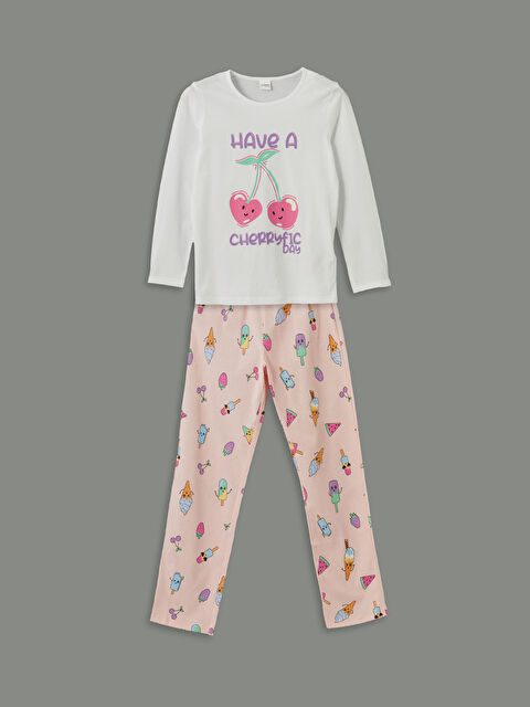 LCW Kids Bisiklet Yaka Kız Çocuk Pijama Takımı - S5NC71Z4-Q6K