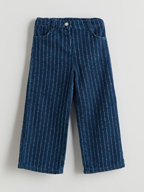 LCW Kids Beli Ayarlanabilir Çizgili Kız Çocuk Jean Pantolon - S5ND09Z1-309