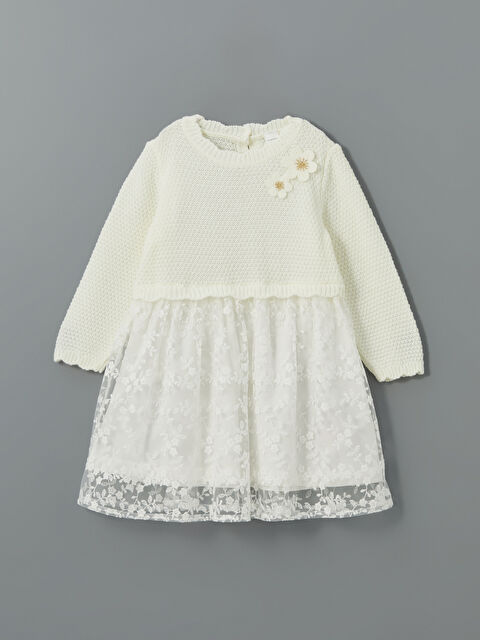 LCW Kids Bisiklet Yaka Çiçekli Kız Çocuk Tütü Elbise - S5ND11Z1-FDW