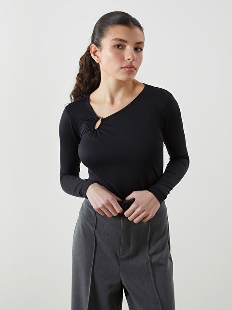 LCWAIKIKI Classic Bisiklet Yaka Kadın Bluz - S5ND20Z8-CVL