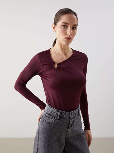 LCWAIKIKI Classic Bisiklet Yaka Kadın Bluz - S5ND20Z8-R3K