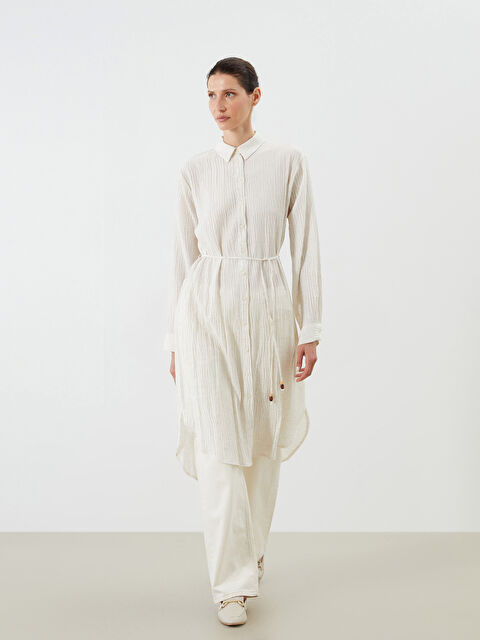 LCWAIKIKI Classic Keten Karışımlı Oversize Kadın Gömlek Tunik - S5ND25Z8-R9J