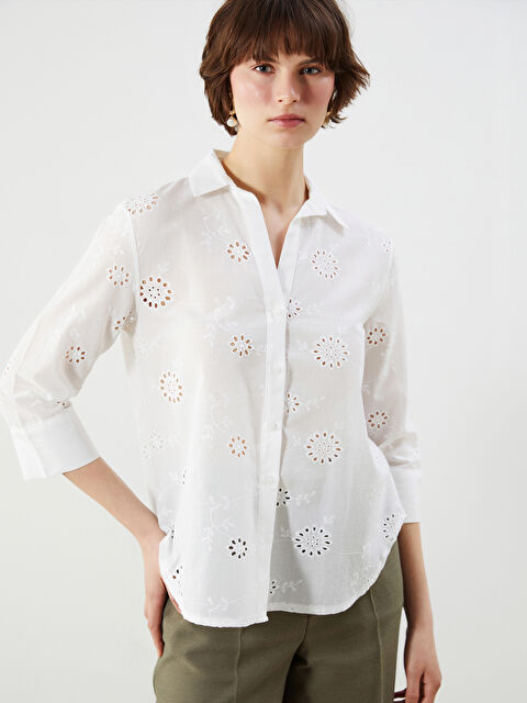 LCWAIKIKI Classic Ajurlu Brode Kadın Gömlek - S5ND43Z8-Q6K