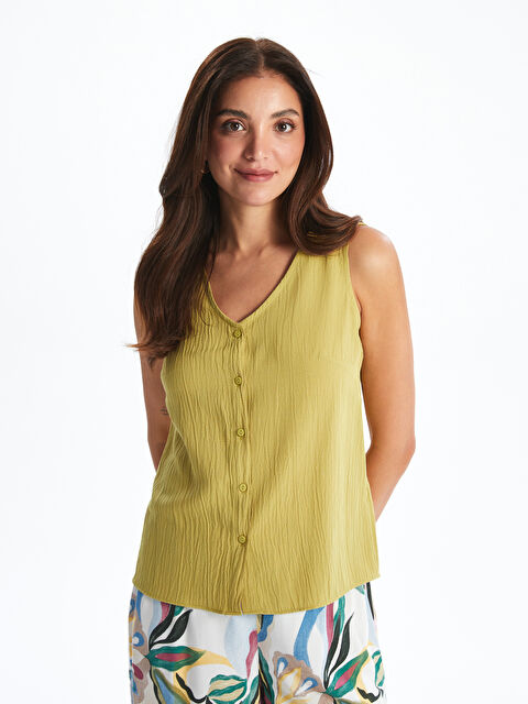 LCWAIKIKI Classic V Yaka Dokulu Bluz - S5ND46Z8-QYP