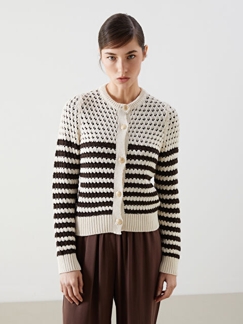 LCW Vision Bisiklet Yaka Ajurlu Kadın Triko Hırka - S5ND53Z8-LEW