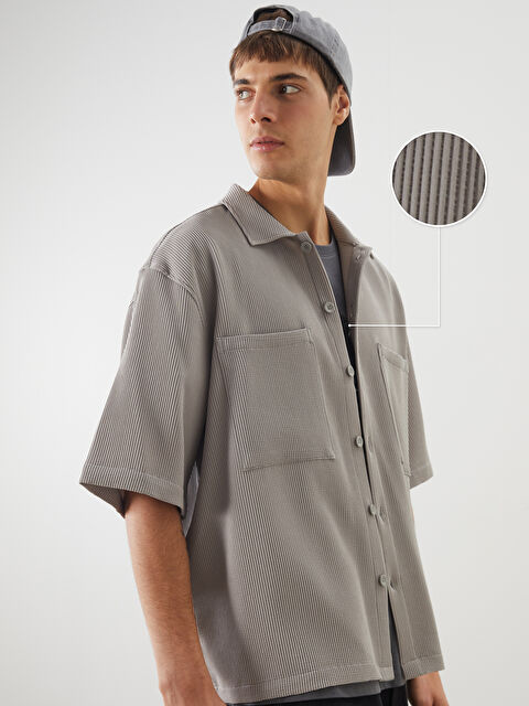 XSIDE Rahat Kalıp Kısa Kollu Erkek Dokulu Gömlek - S5ND60Z8-JDD