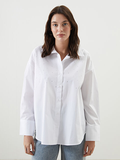 LCW Vision Taşlı Oversize Kadın Gömlek - S5ND67Z8-R9J