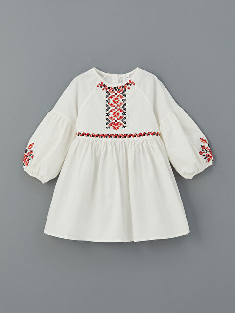 LCW Kids Bisiklet Yaka Kız Çocuk Keten Elbise - S5ND69Z1-R9J