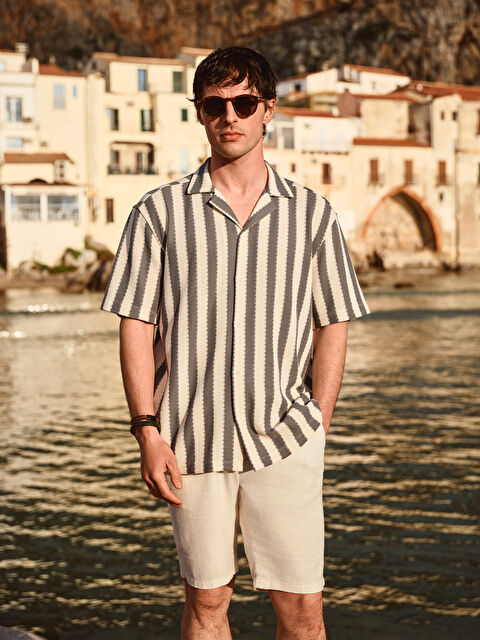 LCW Vision Regular Fit Kısa Kollu Çizgili Erkek Gömlek - S5ND78Z8-DGP