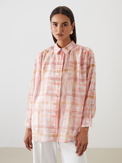 LCW Modest Ekose Oversize Kadın Gömlek Tunik - S5NE01Z8-LNQ