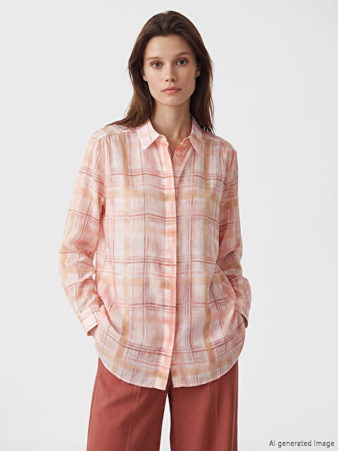 LCW Modest Ekose Oversize Kadın Gömlek Tunik