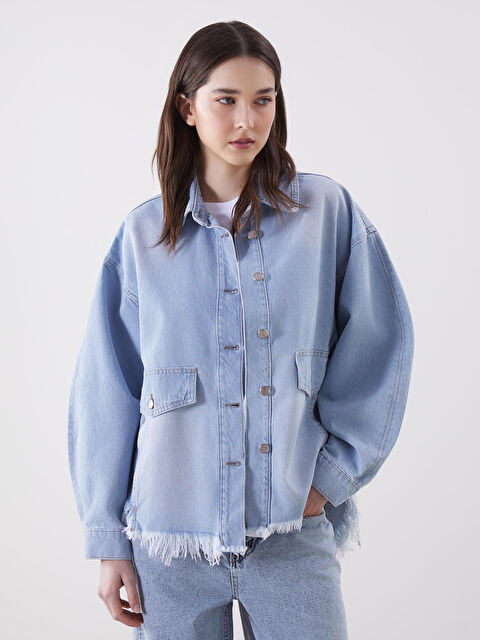 LCW Vision Yırtık Detaylı Oversize Kadın Jean Gömlek - S5NE03Z8-507