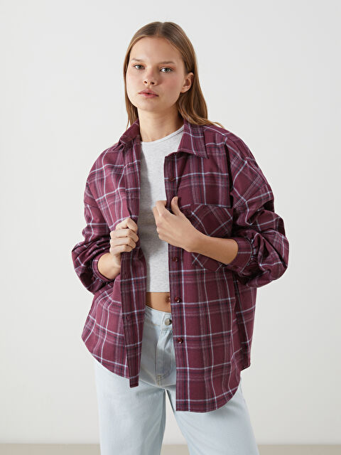 XSIDE Ekose Poplin Kadın Gömlek - S5NE91Z8-LLH