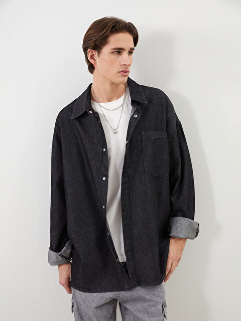 XSIDE Rahat Kalıp Uzun Kollu Gabardin Erkek Gömlek - S5NF39Z8-D5M