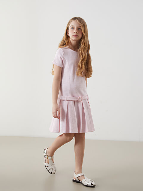 LCW Kids Bisiklet Yaka Pileli Kız Çocuk Elbise - S5NF70Z4-CX5