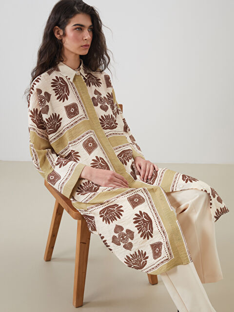 LCW Modest Desenli Oversize Kadın Gömlek Tunik - S5NF79Z8-LRR