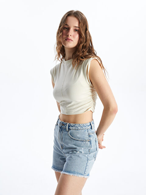 XSIDE Bisiklet Yaka Kadın Crop - S5NG28Z8-FF7