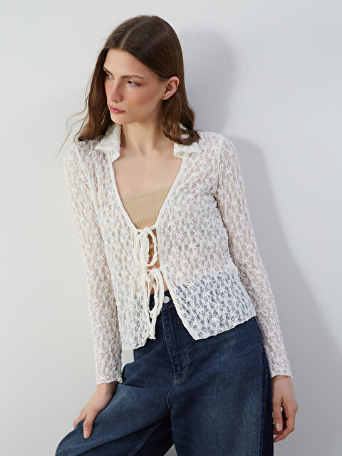 LCW Vision Polo Yaka Dantelli Kadın Hırka - S5NG48Z8-FDV